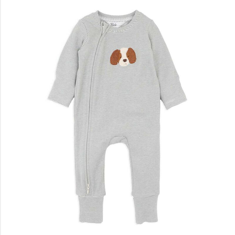 B&eacute;b&eacute; Otto Stripe Organic Ls Zipsuit image number 0